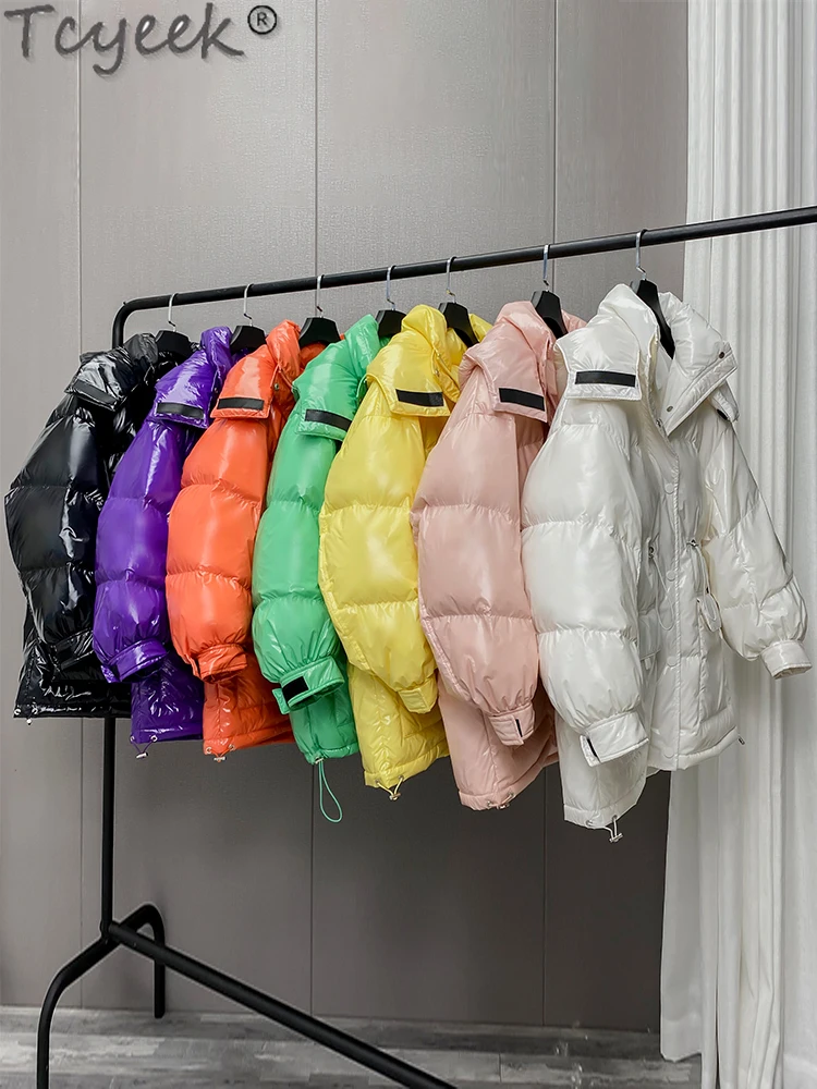 Parkas com capuz de pato branco feminino, casaco coreano feminino, casacos de inverno, 90% baixo, moda, 46, 2021, 46