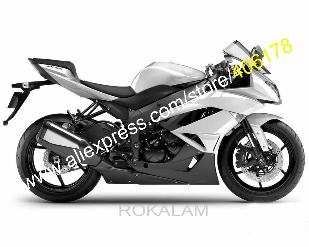 Buy Cheap For Kawasaki ZX-6R 09 10 11 12 NINJA ZX6R ZX 6R 636 ZX636 White Black 2009-2012 Fairing (Injection Molding)
