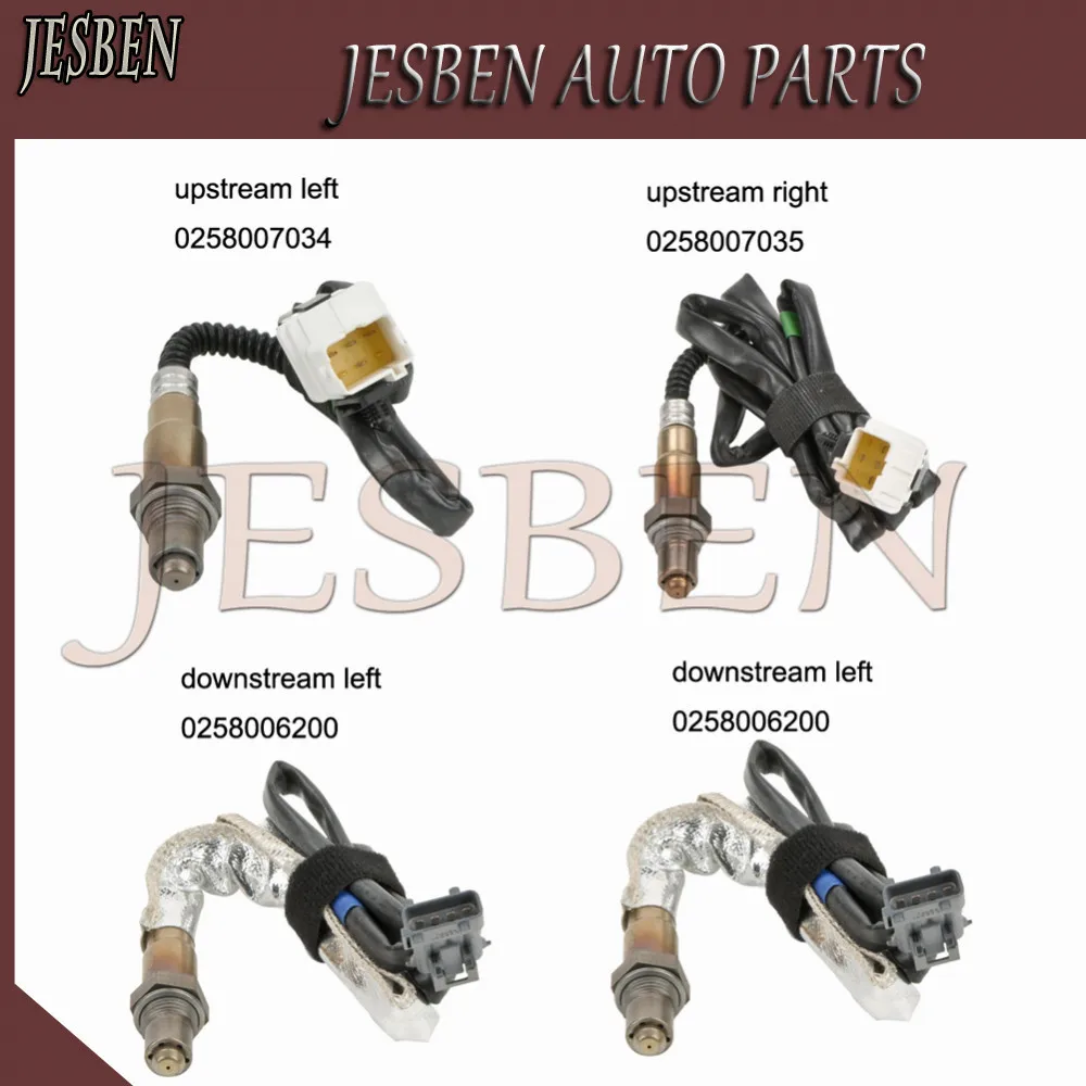 4PCS 0258007034 0258007035 0258006200 Front & Rear Lambda Probe Oxygen O2 Sensor fit for Volvo S80 184 2.9L L6 B6294S 1999-2006