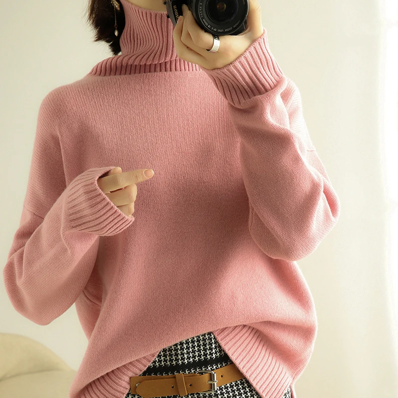 autumn and winter high collar cashmere sweater women\'s clothes thickened loose pullover 2020 new fashion knitted wool sweater