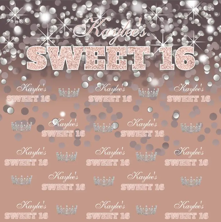 Custom Rose Gold Step Sparkly Silver Bokeh Birthday backdrop High quality Computer print party photography backgrounds