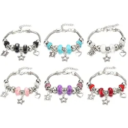 Antique Original Star Butterfly Heart Beads Charm Bracelets for Women Glass 6 Color Brand Bracelet & Bangle DIY Jewelry Gifts