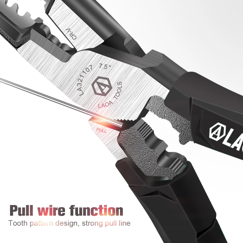 LAOA 3PCS Cr-V Steel Diagonal Pliers Universal Long Nose Pliers Electrician Nippers Wire Stripper Cable Cutter Terminal Crimper