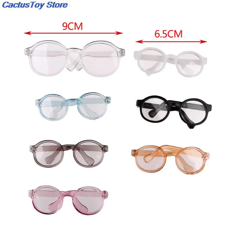 

Plush Doll Glasses Accessory Round Frame Miniature Eyewear Clear Lens Eyeglasses 6.5/9.5cm For Doll Accessories