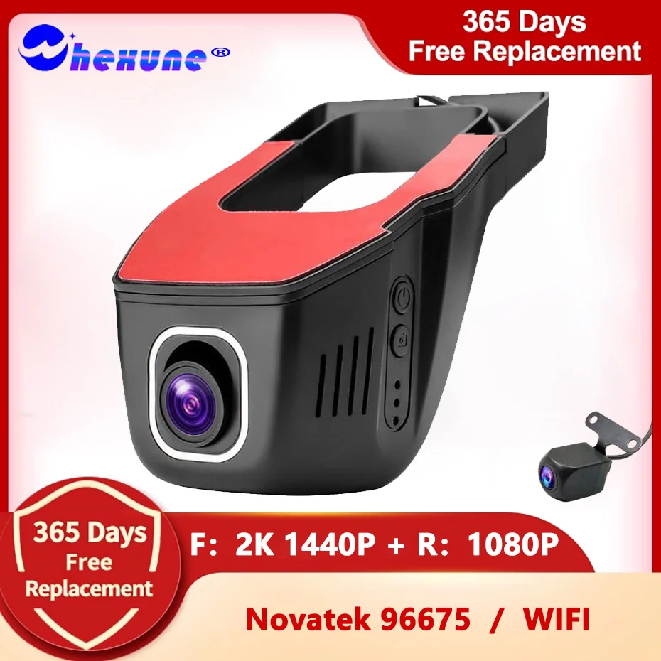 WHEXUNE Hidden Car Dvr Dash cam Wifi Front and Rear Camera 2 lens FHD 1080P loop record APP control record the driving process