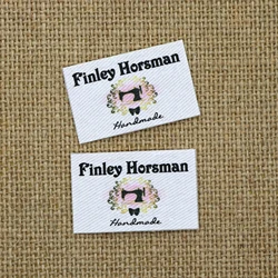 60pieces Custom Iron Labels, Logo or Text, Custom Design, iron on, Organic Cotton Fabric Name Label,Sewing machine (YT191)