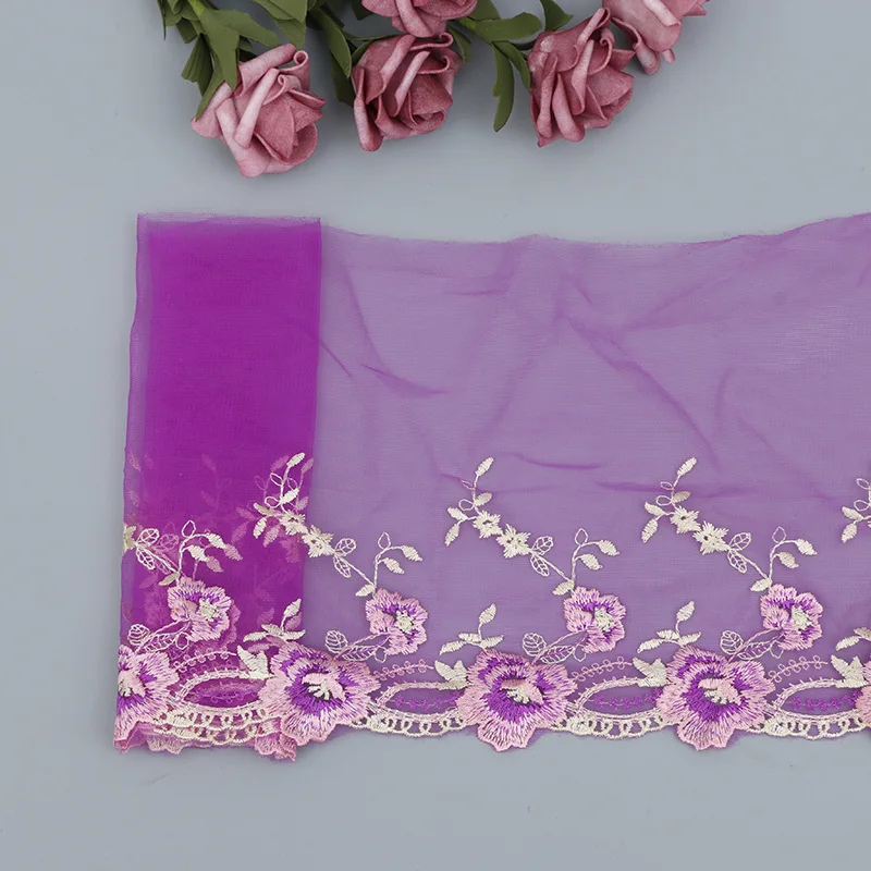 

30Yards Beautiful Lace Ribbon Embroidery Flower Purple Pink Lace Trim DIY Dress Clothes Decor