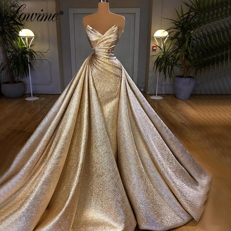 

Luxury Mermaid Prom Dresses Long Celebrity Party Gowns With Long Train Robe De Soiree 2020 Custom Made Dubai Arabic Evening Wear