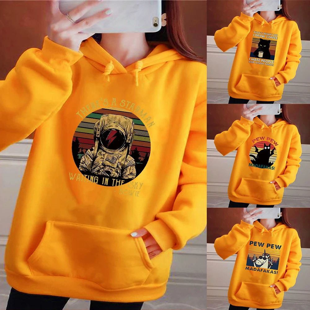 

Hoodie New Trend Printing Womens Sweater Autumn and Winter Wear Sportswear Pullover Womens Polyester Cotton Winter Jacket