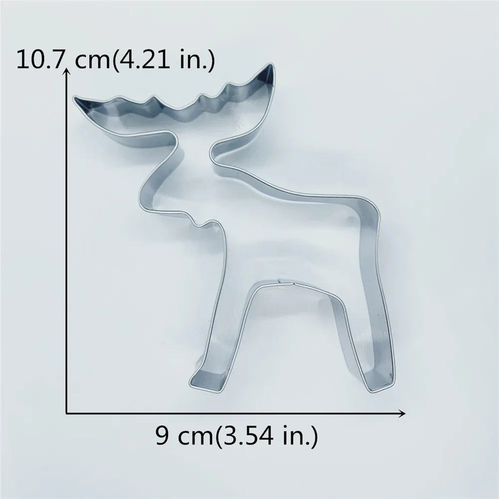 KENIAO Christmas Moose Cookie Cutter - 9 x 10.7 CM Woodland Winter Biscuit Fondant Bread Sandwich Mold -Stainless Steel