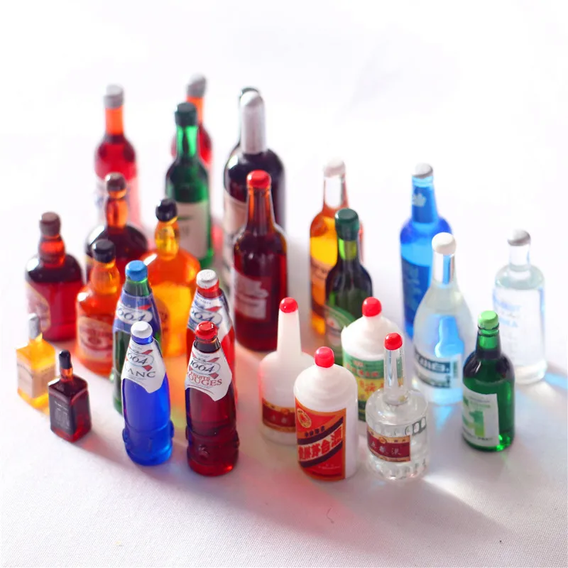 30PCS Mini 1:12Scale Cute Dollhouse Miniature Bottle Drink Pretend Play Food For Barbies Kitchen Accessori Simulation Toy Gift