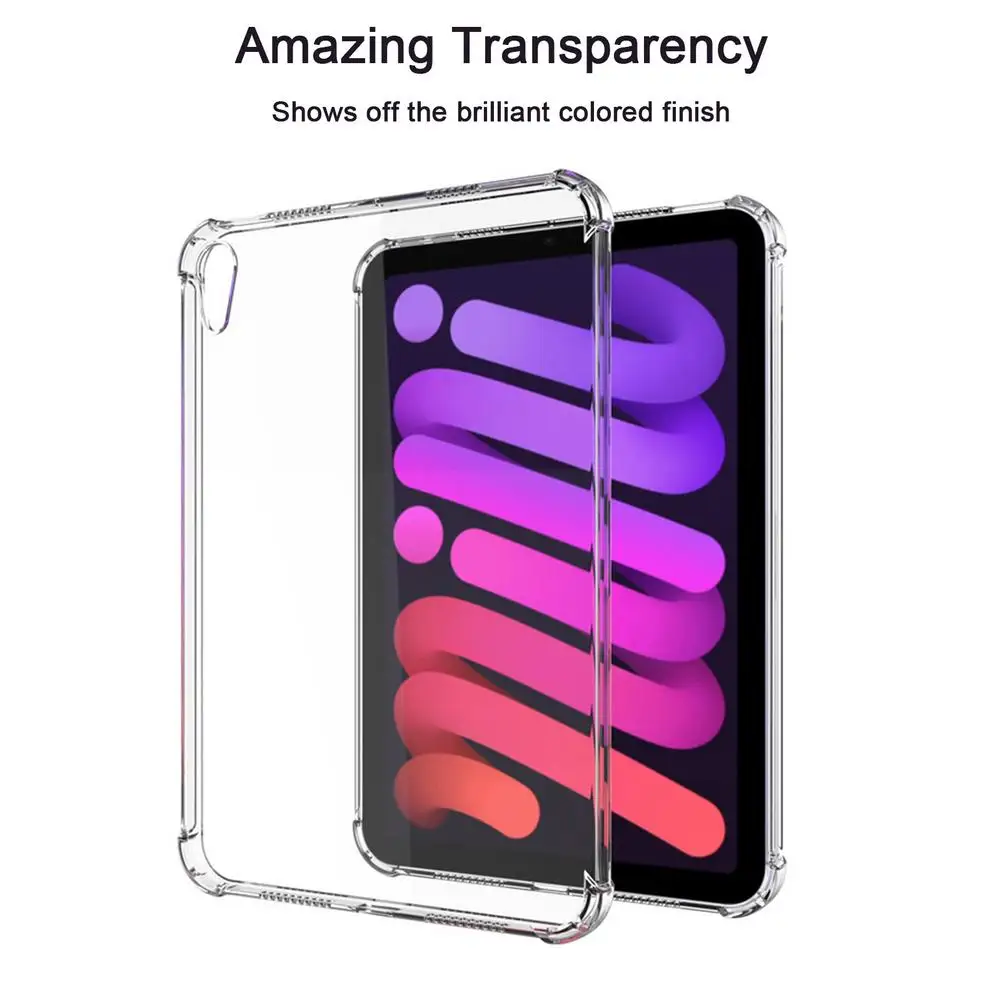 Shockproof TPU Clear Protective Case For IPad Mini 6 Flexible Bumper Transparent Back Cover 4 Angle Reinforcement Protection