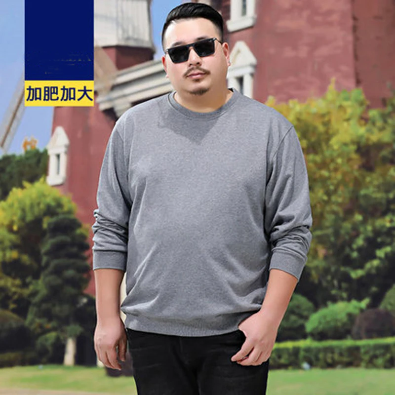 Men\'s big T-shirt plus size 7XL 8XL 9XL 10XL 11XL 12XL winter long sleeve round neck loose cotton sports black white blue top