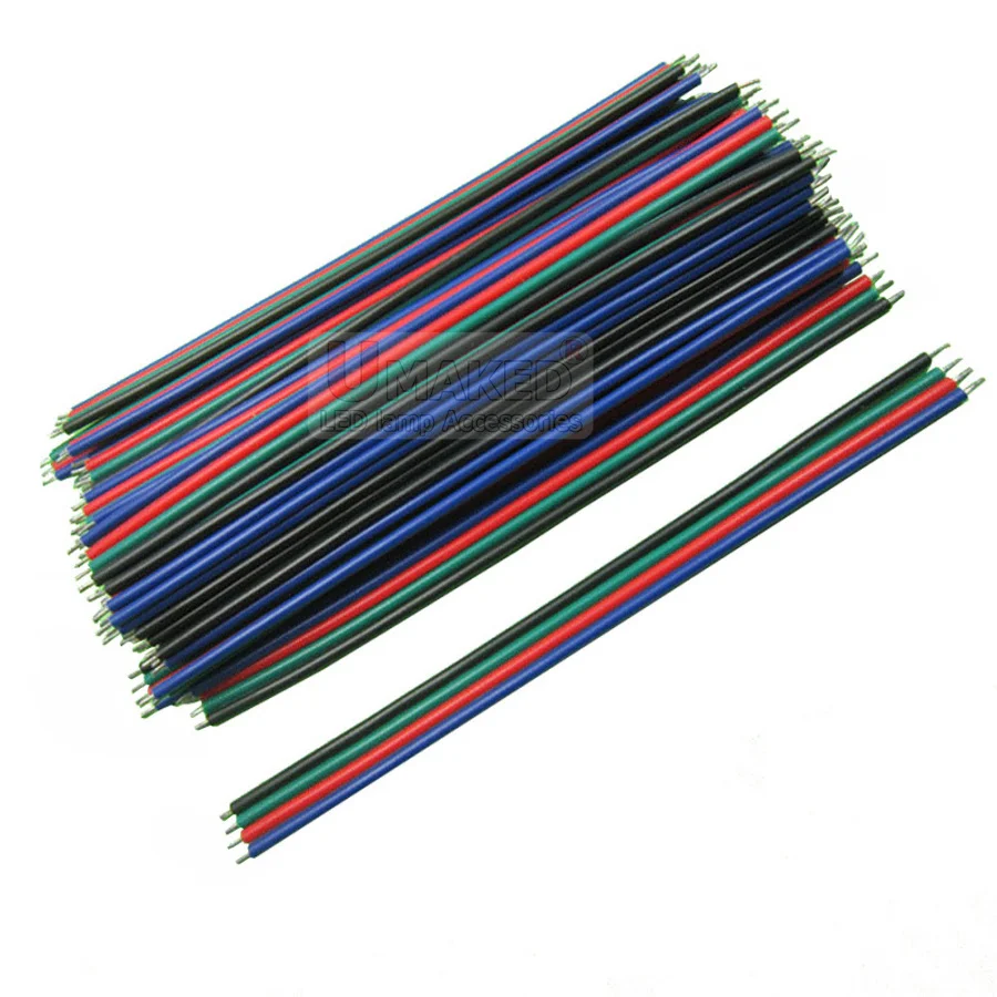 15/30/50/100cm 4pins wire cable, AGW 22 thinned copper wire for RGB strip light, extend RGB wire LED wire, electric cable diy