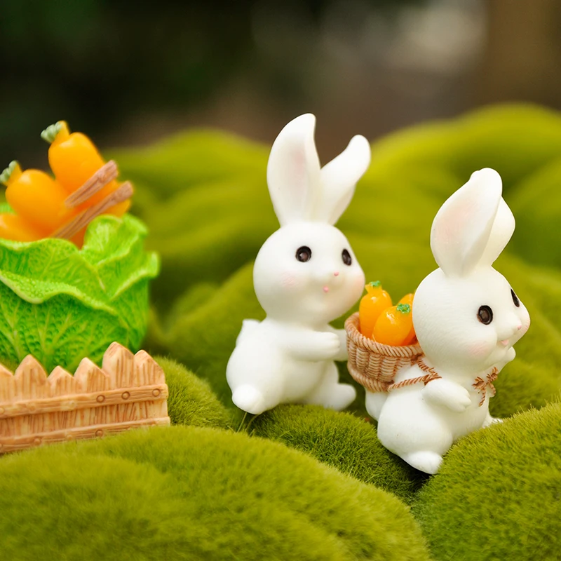 1 PC Easter Bunny Decoration Resin Plastic Craft Miniature Rabbit Model Home Decor Desktop Garden Decoration Easter Decoration