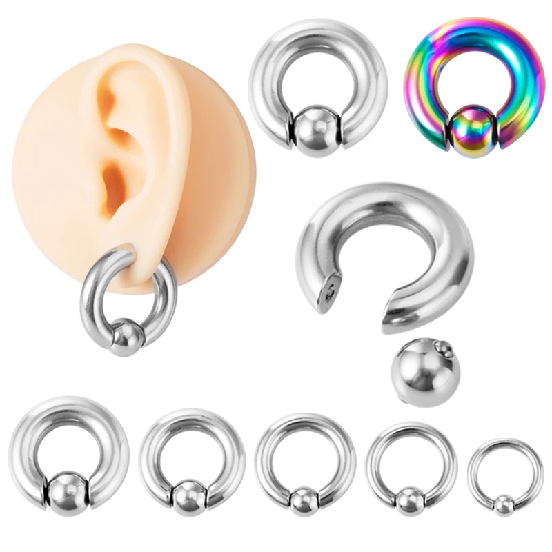 1pc Captive Bead Hoop BCR Ear Piercing Weights Stainless Steel Stretcher Expander Gauge Closure Nose Nipple PA Ring Body Jewelry