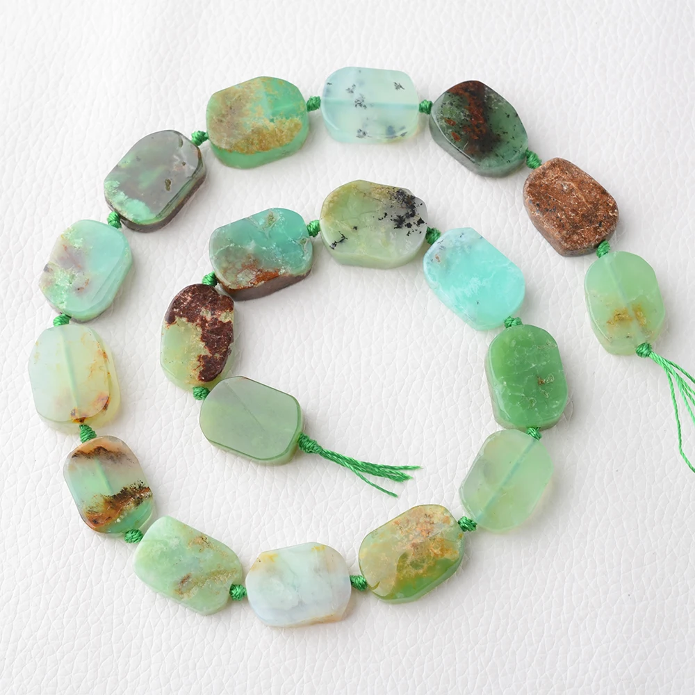 13x18mm Natural Smooth chrysoprase squarer stone Loose beads DIY necklace bracelet jewelry making 15 