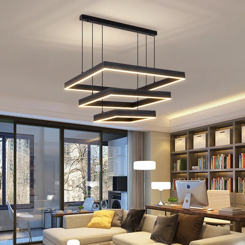 

Living Room Pendent Lamp New Modern Concise Ceiling Chandelier Dining Room Square Nordic Lamps Led Ceiling Living Room Lights