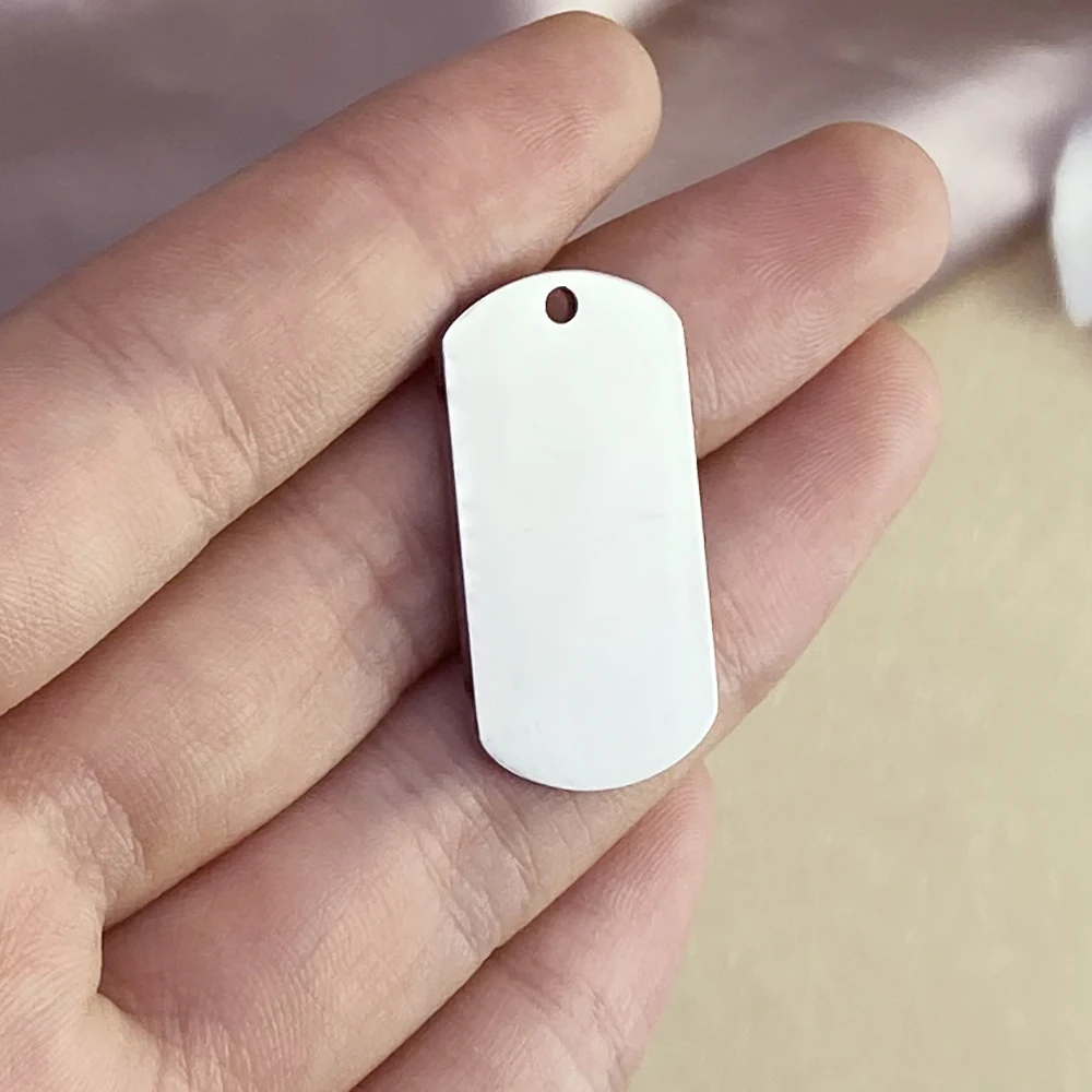 MaiLun 군용 태그 레이저 각인 텍스트 디자인 로고 각인 가능 스테인레스 스틸 펜던트 개 태그 직사각형 참, 15x30mm, 20 개