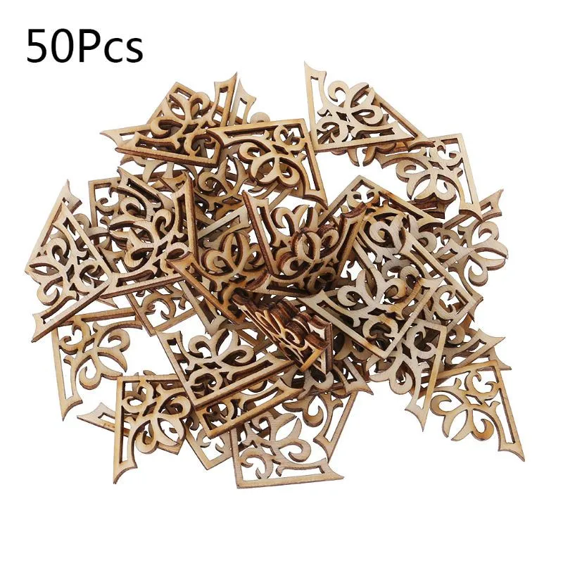 50Pcs 28*28mm Wooden Ornament Book Corner Protector Album Corner DIY Crafts Scrapbook Wood Slices Home Decoration Box Book