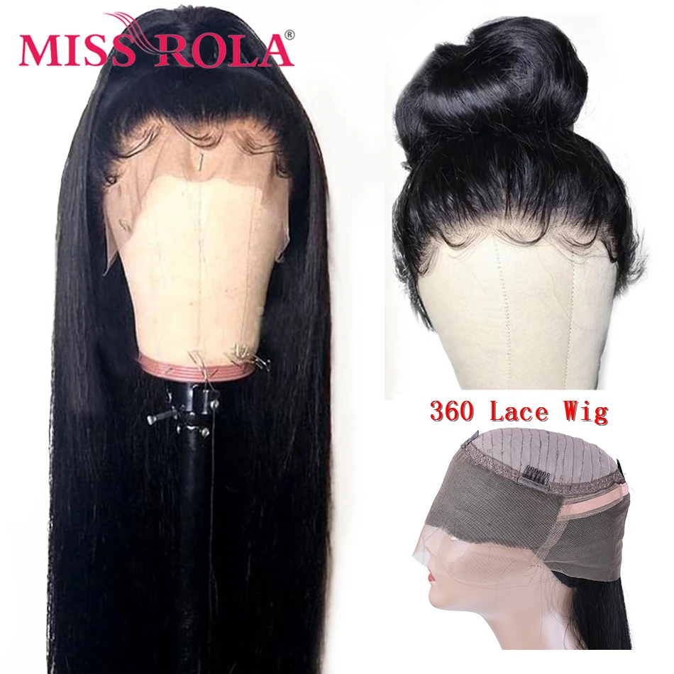 Miss Rola Wig Rambut Lurus Brasil 360 Wig Renda Depan Rambut Manusia Wig Pra Pencabutan Wig Remy Wig Depan Warna Alami