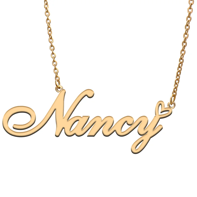 Nancy Name Tag Necklace Personalized Pendant Jewelry Gifts for Mom Daughter Girl Friend Birthday Christmas Party Present