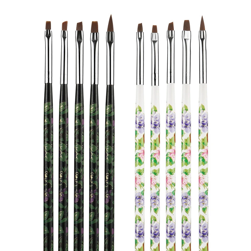 Nail art brush for nail art, painting, drawing, flower print, gel polish, tools for UV makeup, 5 pcs/lot