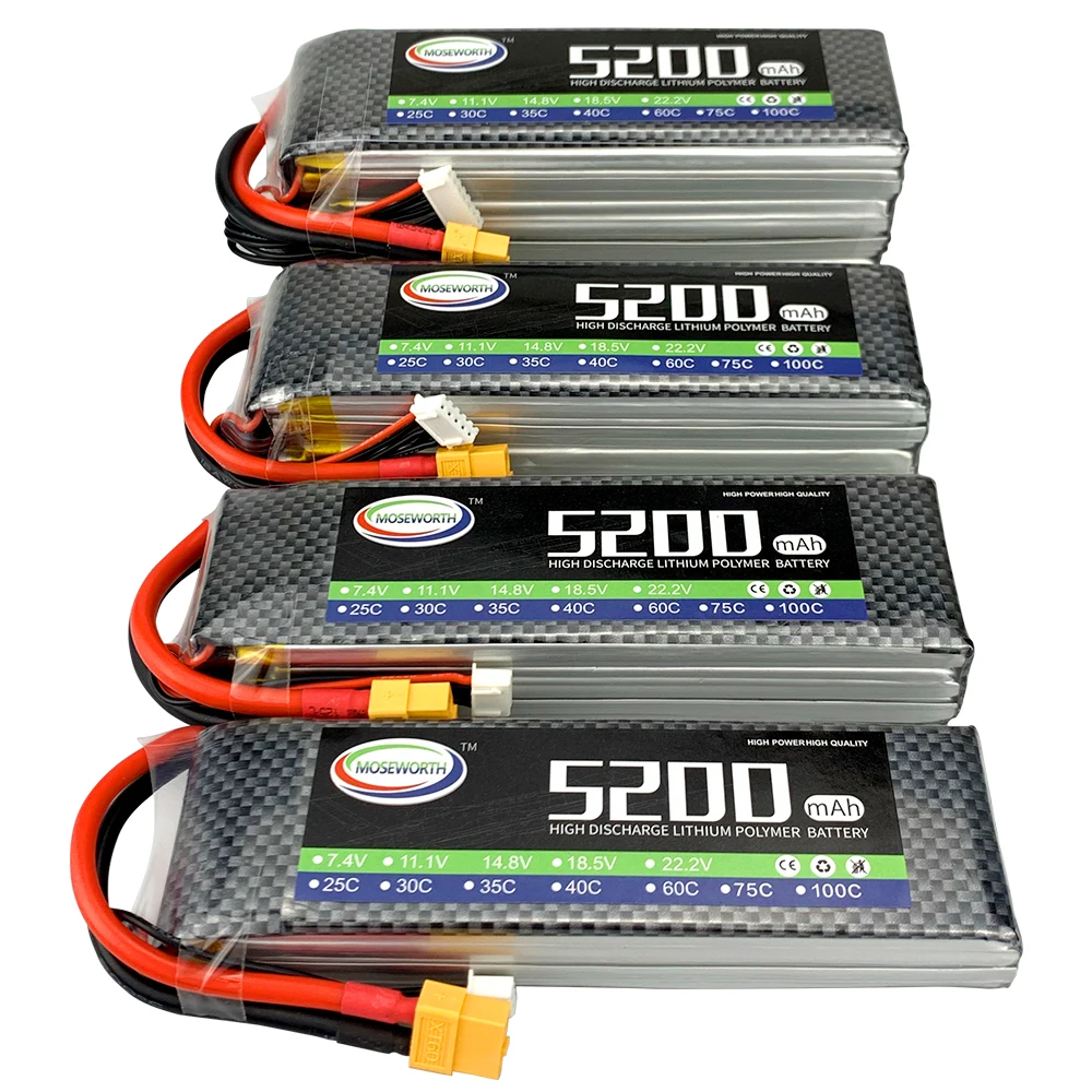 MOSEWORTH Batterien 6S 22,2V 5200mAh 75C Max 150C RC LiPo Batterie 6S Für Hubschrauber Flugzeug quadcopter Flugzeug Drone