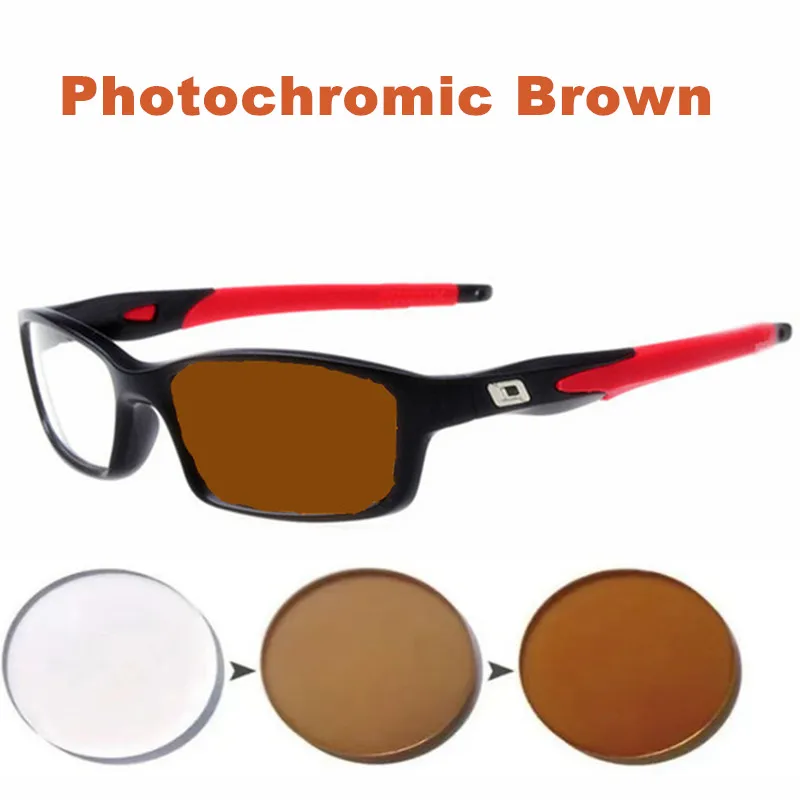 Classic Red Frame Myopia Photochromic Glasses Brown Lenses Transition Prescription Eyewear Men Women Sport-Sensitive Gafas