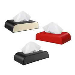 Cars Stylish PU Leather Tissue Box Holder, Rectangular Napkin Holder Pumping Paper Case Dispenser Suitable for Cars