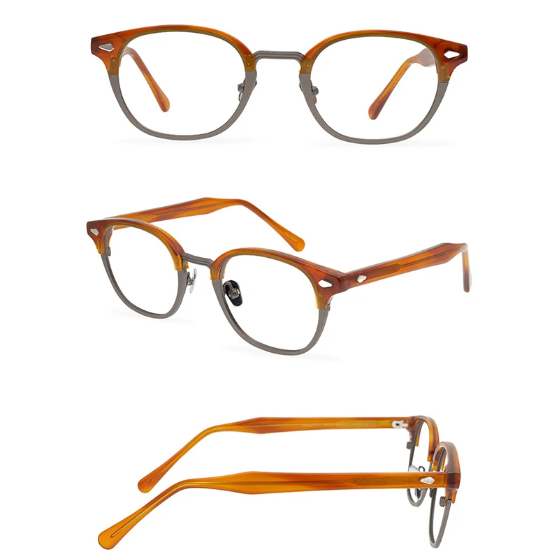 Belight Optical New York Brand Women Men Acetate Prescription Round Vintage Retro Eyeglasses  Spectacle Frame Eyewear 9530 image 2