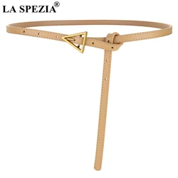 Cintura da donna cachi cintura in vera pelle cintura primo strato in pelle di vitello cinturino sottile fibbia a triangolo cintura da donna 105cm 115