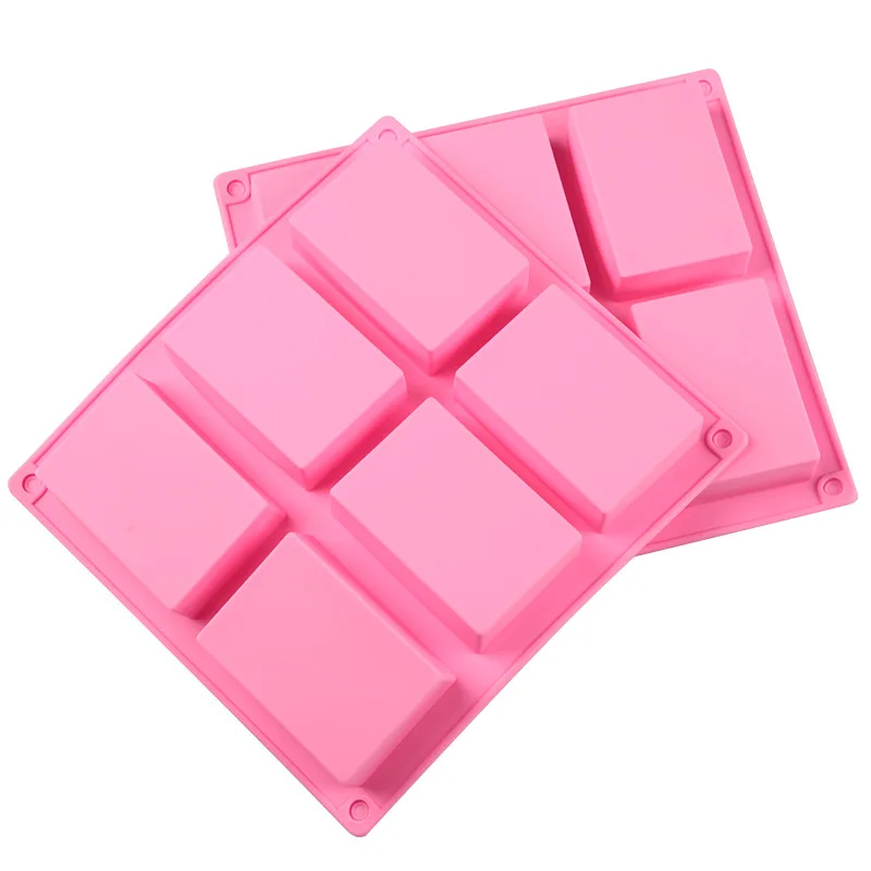 

6 Holes Cake Mold Pan Silicone Rectangular Chocolate Soap Mould Baking Tool Tray Candy Fondant Muffin Bakeware Accessories