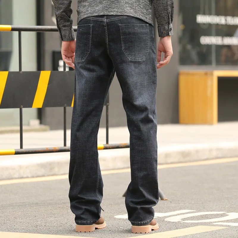 Spring and Autumn Men Straight Large Size Baggy Jeans Black Business Casual Elastic Denim Pants Male Hiphop Skateboarder Jeans