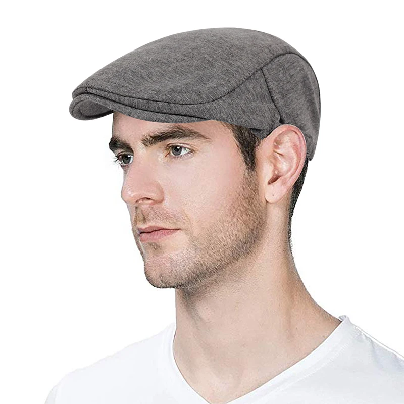 Bérets en coton vintage pour homme, casquette britannique solide, 2019, gris, noir, pour printemps, automne, hiver, chapeau ajustable pour conducteur