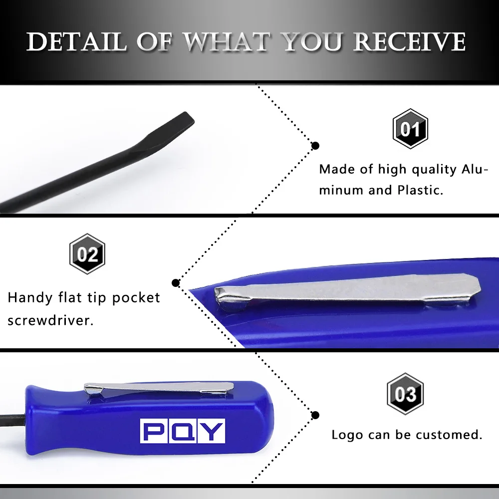 Mini Pocket Clips Screwdriver Strong Magnetic Slotted + Pocket Pry Bar Short Angled Operating Handy Tool 4-Sided Grip