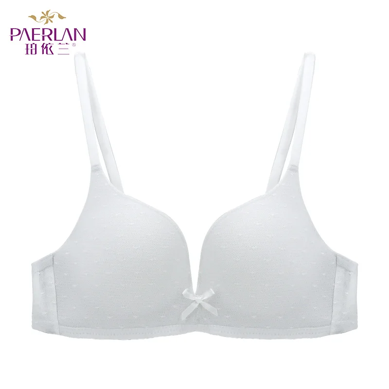 PAERLAN Comfortable Wire Free Push Up Bra Sexy Small Breast Smooth Seamless Breathable Mesh One-piece Bow-knot Underwear Woman