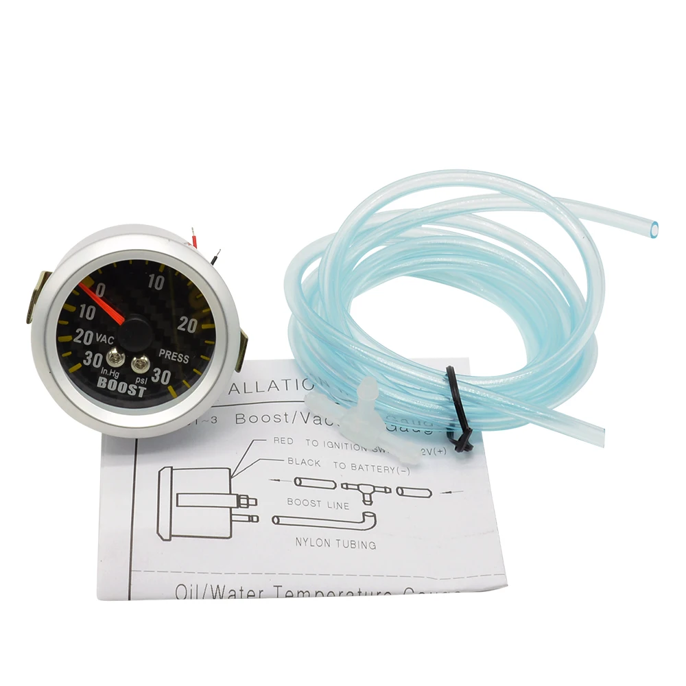 Dragon 52mm  Carbon Tattoos Auto Car Turbin Turbo Boost Meter Pointer -30-30 Inch  Vacuum Press Gauge