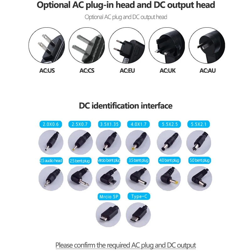 UTHAI F019 AC/DC adapter 12V2A switching power adapter, US/EU/UK/AU plug charger for security cameras, massage chairs, etc.