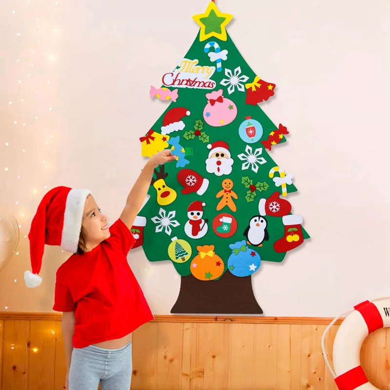 Arbre de Noël en Feutre pour Enfant, Décorations pour la Maison, Cadeaux de Nouvel An, 2023, 2024