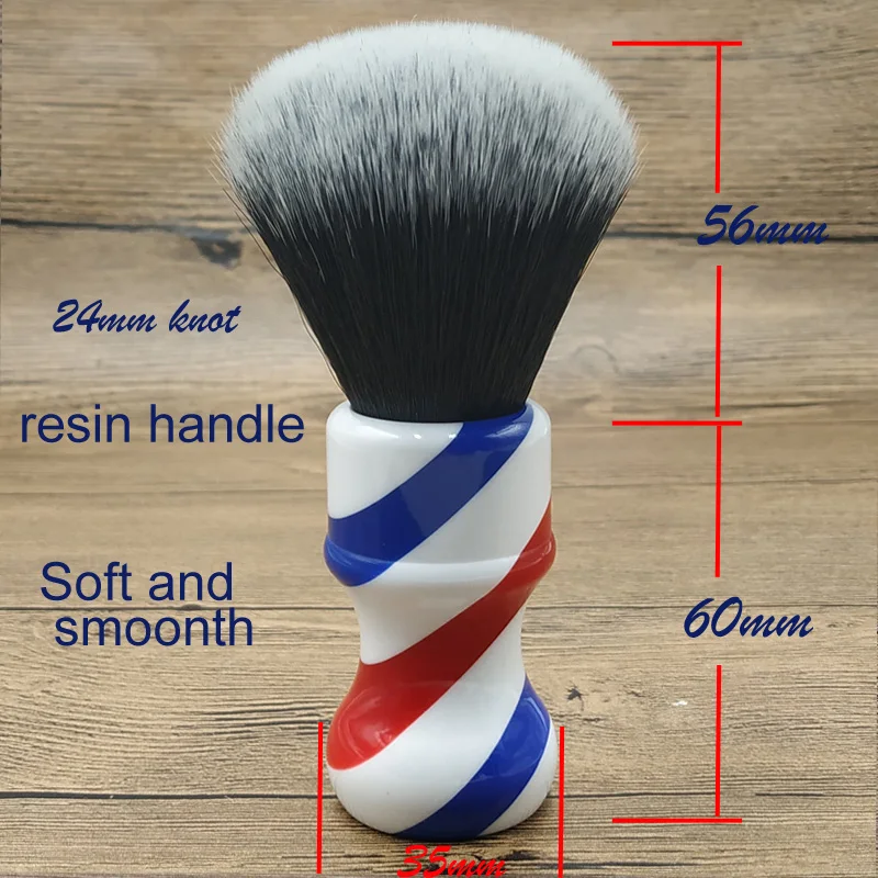 dscosmetic 24mm tuxedo synthetic hair knots  shaving brush with  barber pole handle