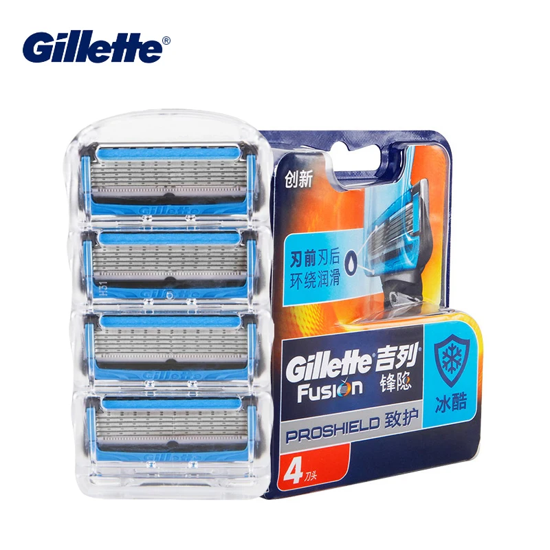 Gillette Fusion Proshield Shaver Blades Replacement Soft Face Shaving 5 Layers Safety Shaving Razor Blades for Men 4Pcs/Pack