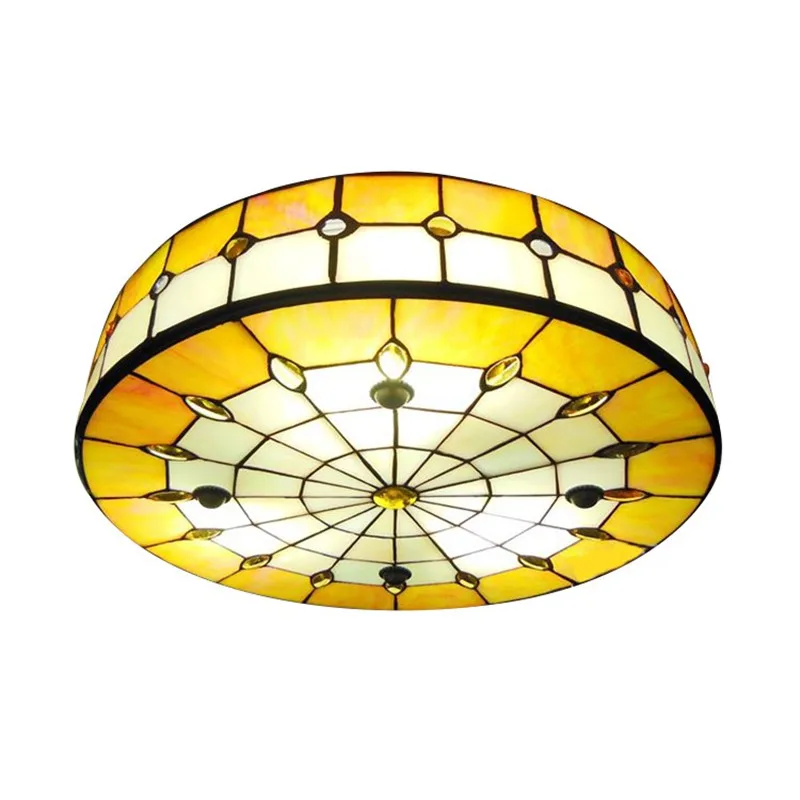 Vintage Mediterranean Baroque Hanging Lamp Bedroom Kitchen Ceiling Lighting Tiffany Stained Glass Ceiling Lights for Living Room