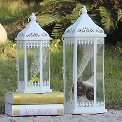 European Iron Floor Candlestick Outdoor Wedding Decoration Table Centerpieces Retro Courtyard Lantern Large Centro De Mesa Decor