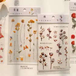 Retro Flower Plant PVC Stickers for Diary Album Phone Journal Planner Decoration Green Leaf Scrapbooking Label Stationery