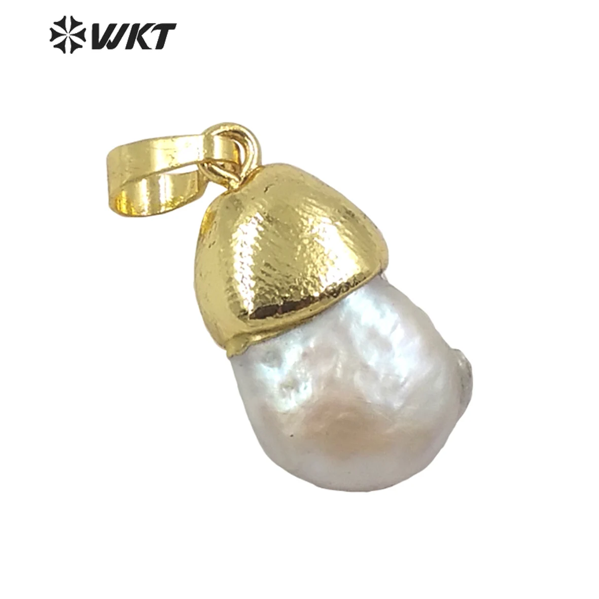 

WT-JP249 Wholesale Newest Design Natural Fashion Gold Cap Irregular Freshwater Drop Pearl Pendant Small Women Jewelry Make ACC