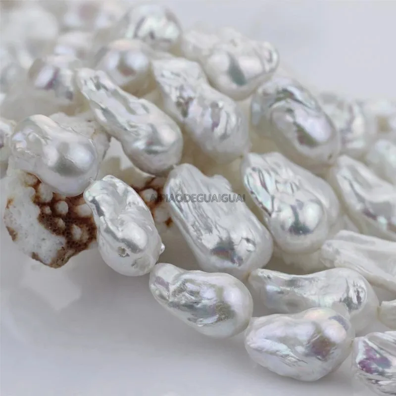 

APDGG Genuine Natural 16x20mm AA baroque white baroque pearl strands loose beads women lady jewelry DIY