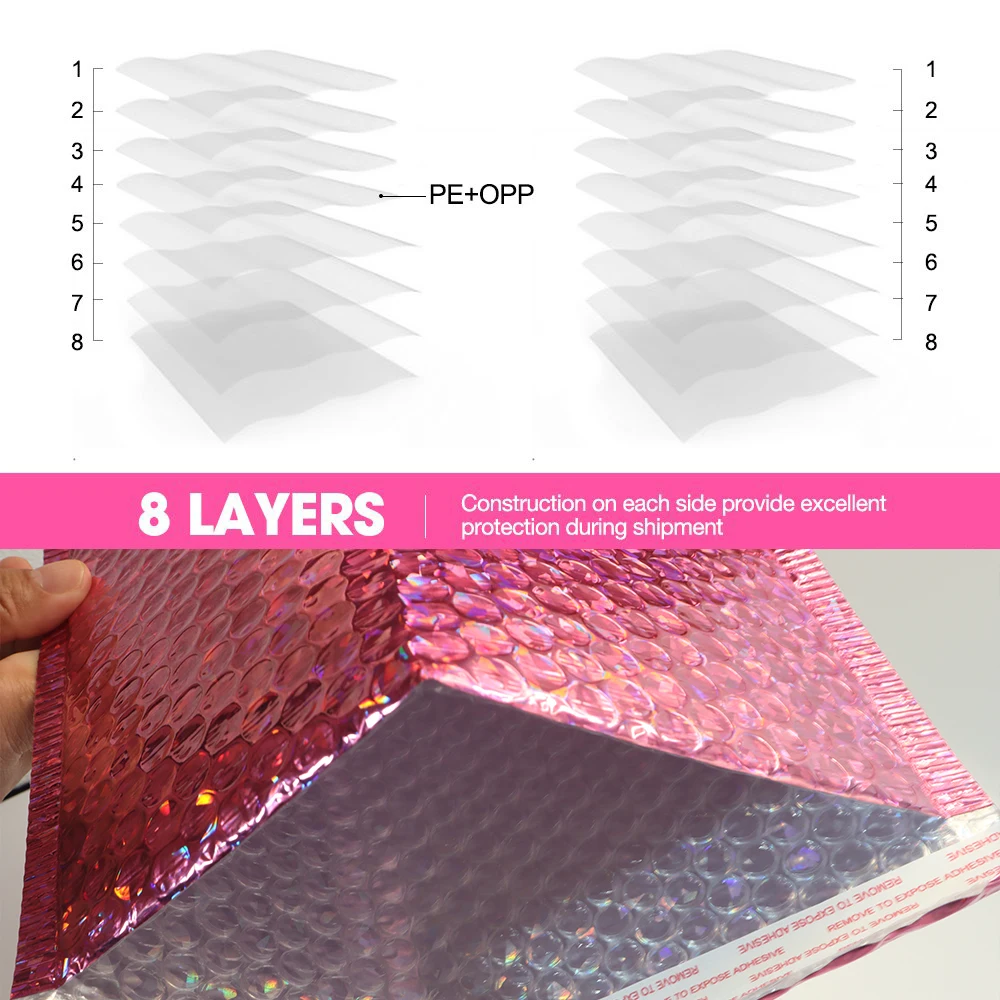 10PCS Holographische Folie Blase Mailer Make-Up Geschenk Taschen Glamour Bunte Verpackung Blase Mailer Padded Versand Mailing Umschlag