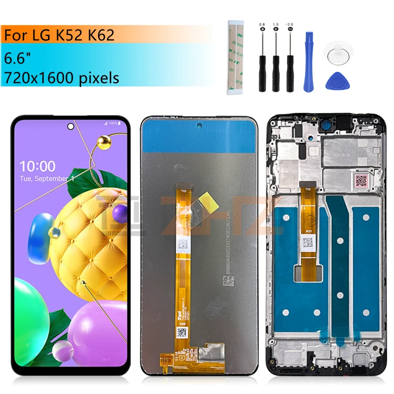 For LG K52 K62 LCD Display Touch Screen Digitizer Assembly With Frame K520 K525 Display Replacement Repair Parts 6.6\