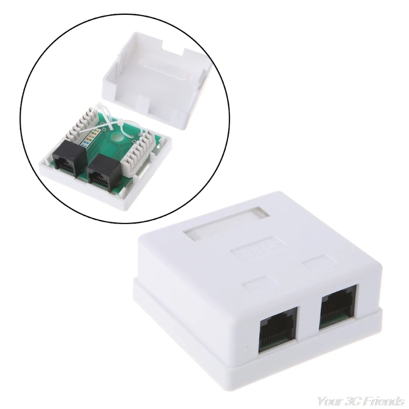 Caja de conexiones RJ45, conector de red CAT5e, Cable de extensión de escritorio de 2 puertos, J18 21, envío directo